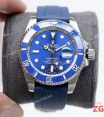 Best Quality Imitation Rolex Submariner Blue Rubber Strap Blue Dial Watch